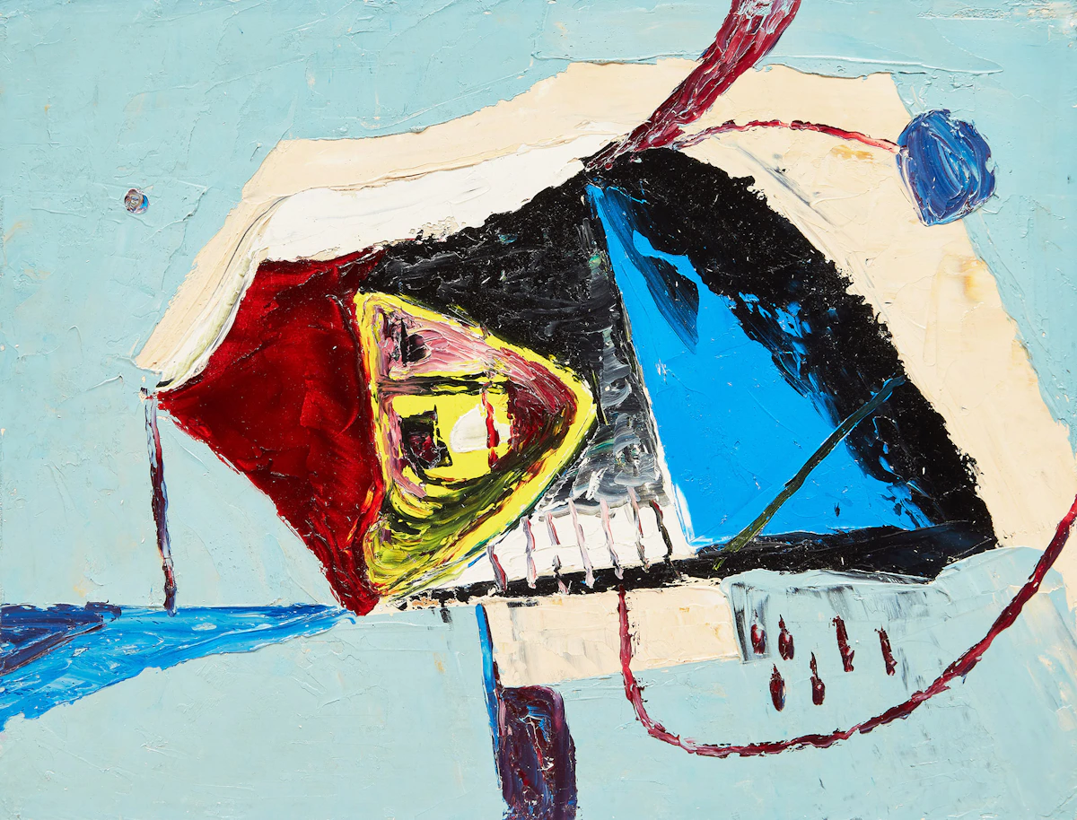 William John Bertram Newcombe, Red/Blue, oil on masonite, 1954