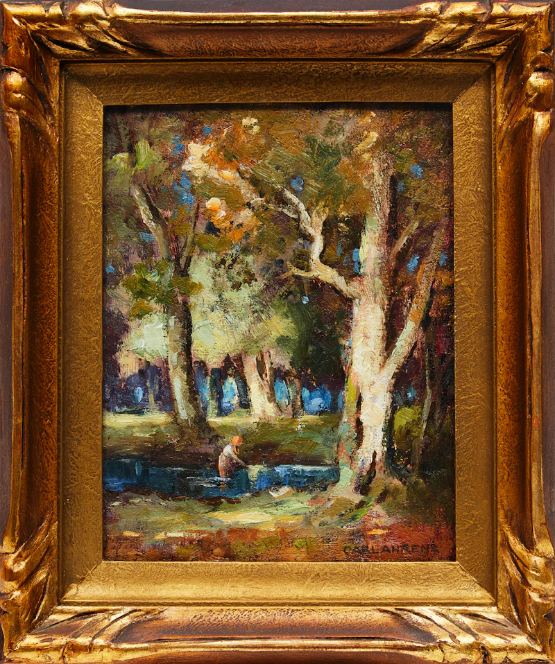 Carl Henry von Ahrens, Forest Interior with Figure, oil on board - view 2