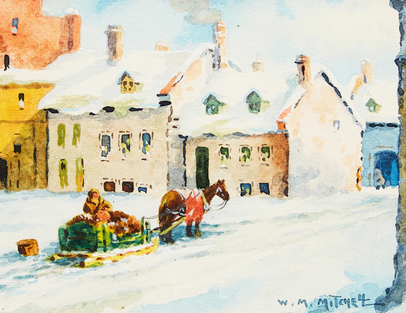 Willard Morse Mitchell, Houses on St. Vincent Street, Montreal; Cape Trinity, two watercolours