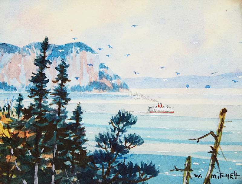 Willard Morse Mitchell, Houses on St. Vincent Street, Montreal; Cape Trinity, two watercolours - view 4
