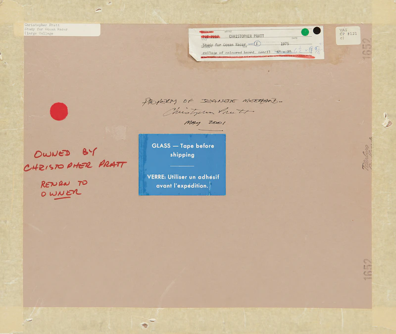 Christopher Pratt, Study for Ocean Racer & Ocean Racer, pencil & collage on card; colour silkscreen (two artworks), 1975 - view 4