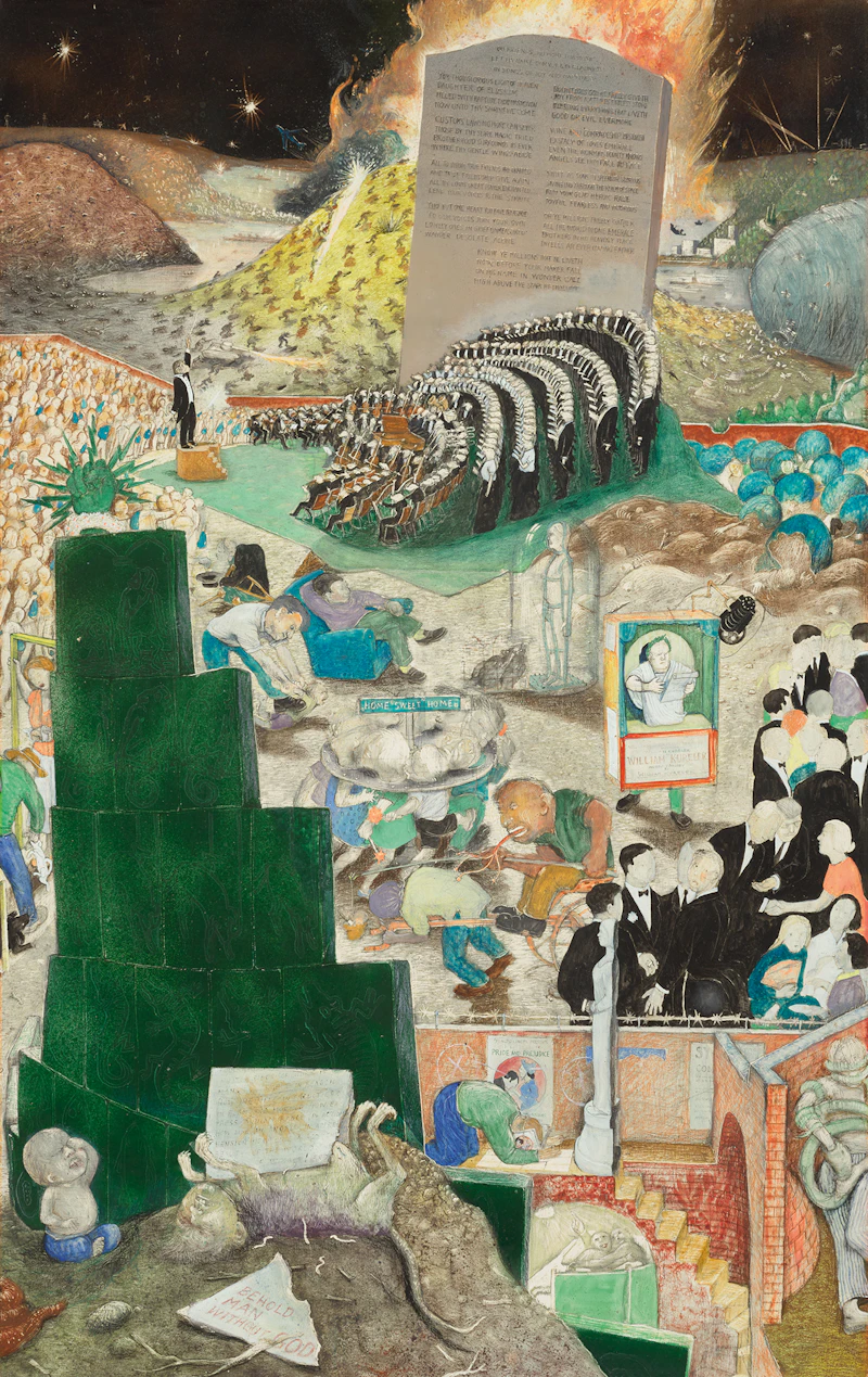 William Kurelek, Behold Man Without God (#3), mixed media on board - view 2