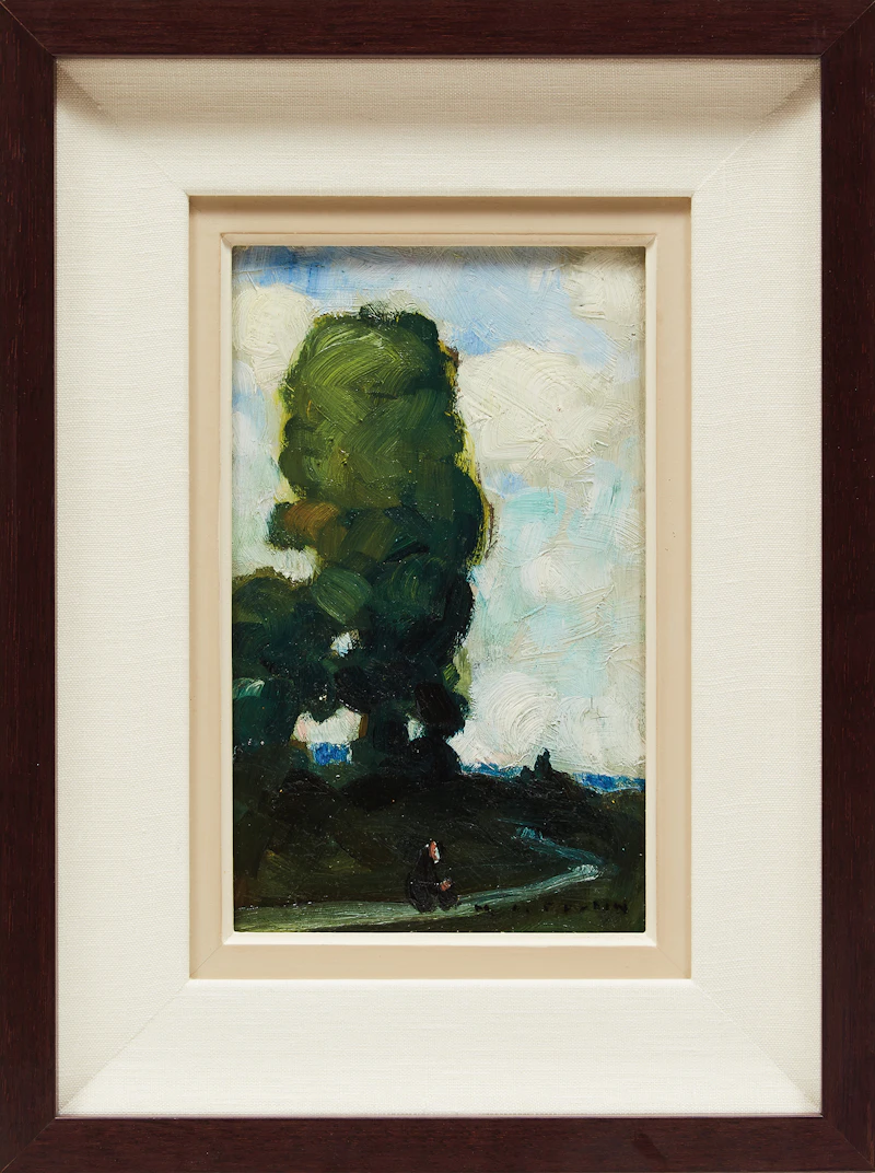 Marc-Aurèle Fortin, Route et grand arbre, oil on board - view 2