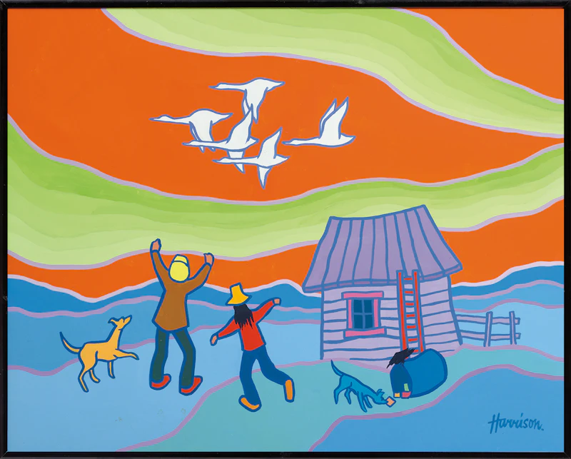Ted Harrison, Hurrah for Spring, acrylic on canvas, 1986 - view 2