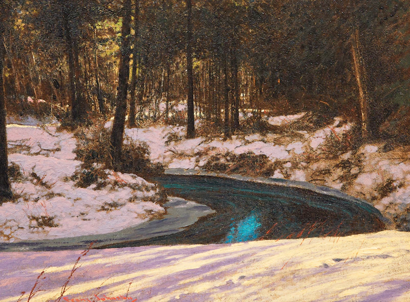 Frank Hans Johnston, The Turquoise Jewel, oil on board