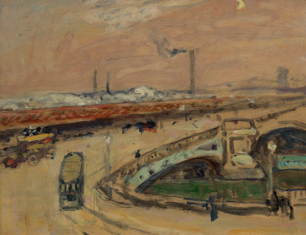 James Wilson Morrice, A Bridge in London (ca. 1913-15), oil on board, circa 1913/15
