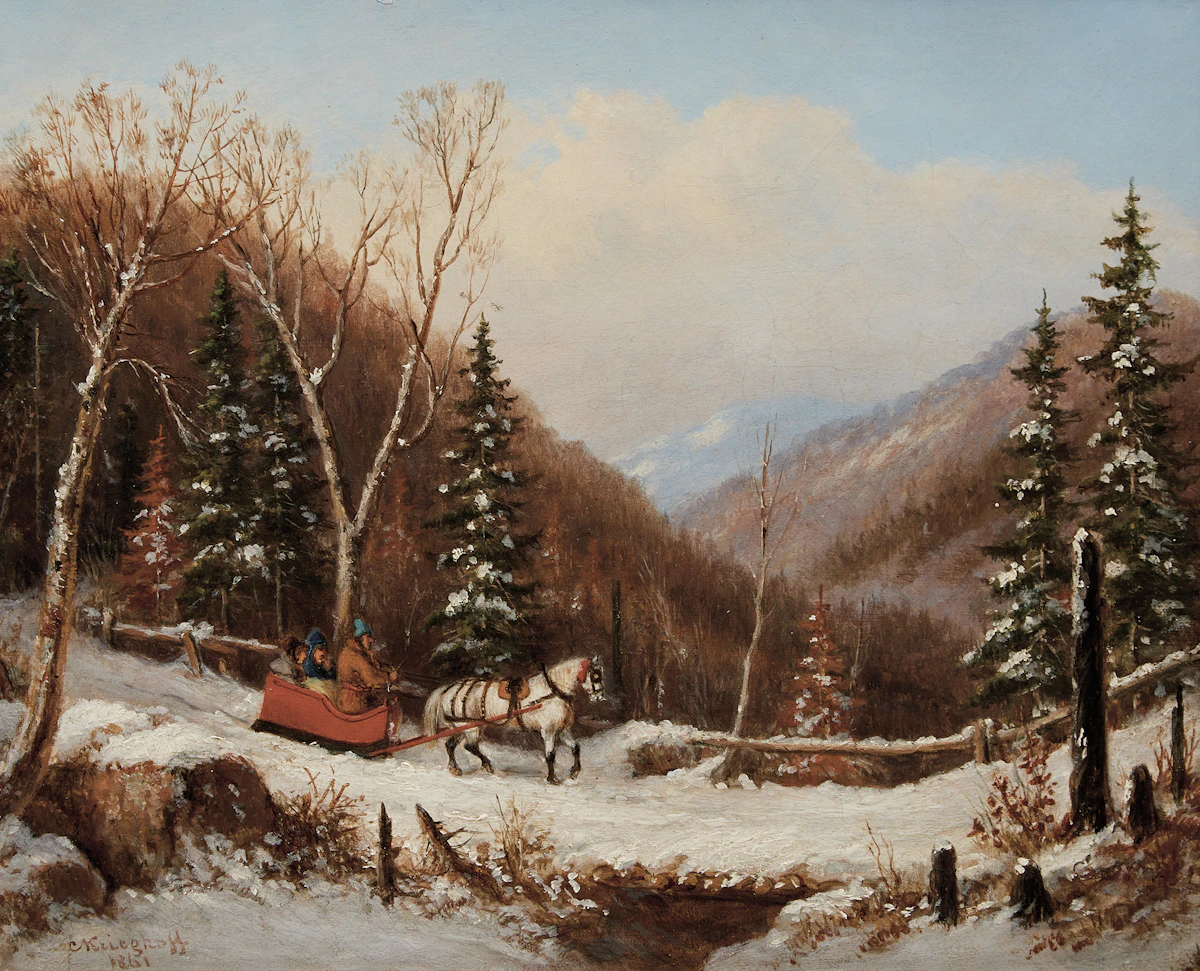 Cornelius Krieghoff, Ladies and Habitant Sleighing in Winter, oil on canvas, 1861