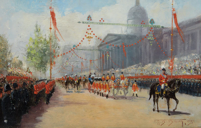 Frederic Marlett Bell-Smith, Queen Victoria’s Jubilee Procession, oil on board