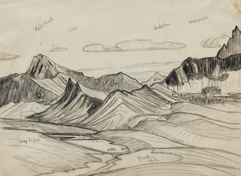 Lawren Stewart Harris, Tonquin Valley, Jasper , graphite