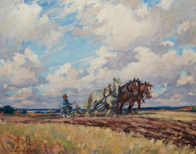 Tilling the Land with a Three-Horse Hitch by Manly Edward MacDonald
