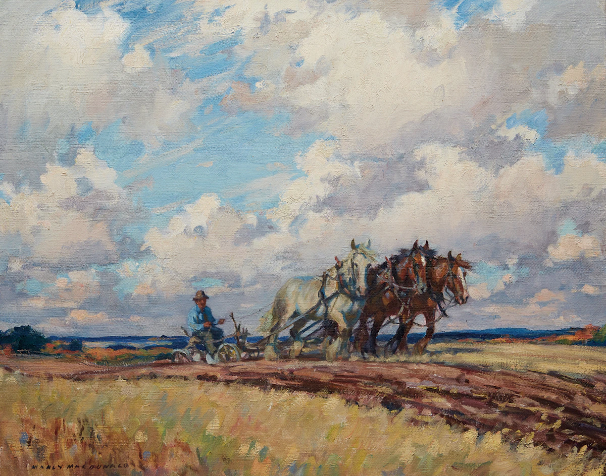 Manly Edward MacDonald, Tilling the Land with a Three-Horse Hitch, oil on canvas