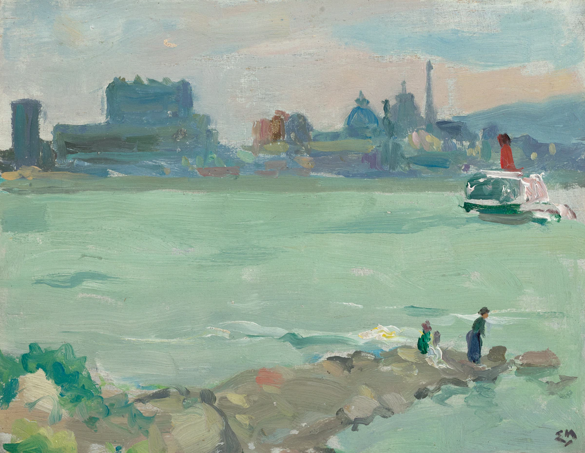 Edwin Headley Holgate, The Ferry, Quebec, oil on panel, 1919