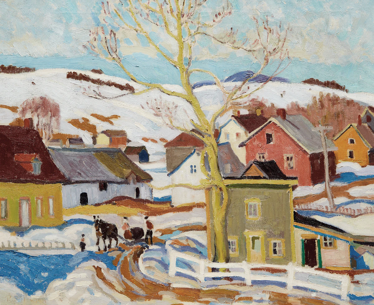 Randolph Stanley Hewton, Quebec Village in Winter, oil on canvas