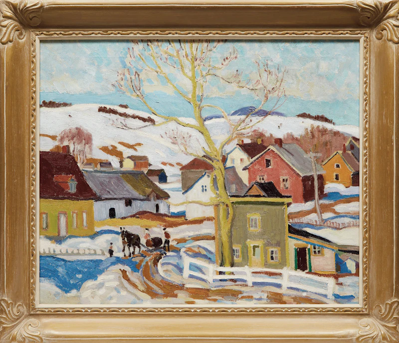 Randolph Stanley Hewton, Quebec Village in Winter, oil on canvas - view 2