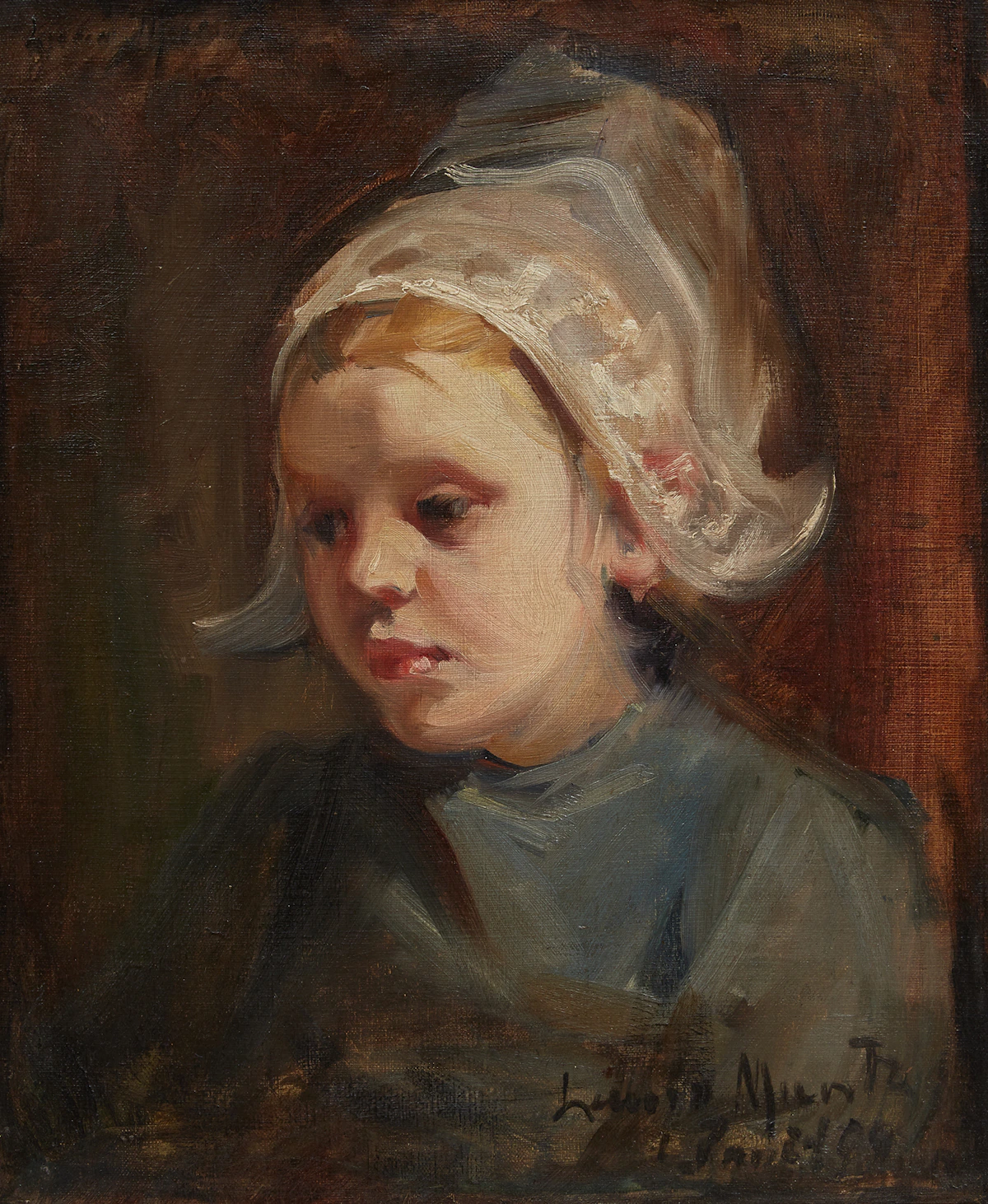 Laura Adeline Muntz Lyall, Girl in a Dutch Bonnet, oil on canvas, 1899