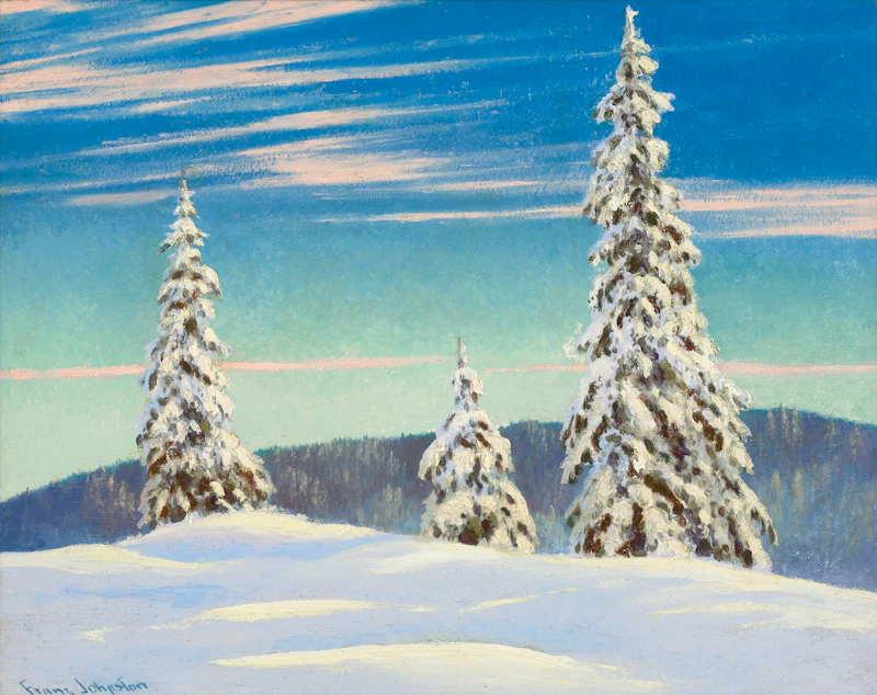 Frank Hans Johnston, Winter Uplands, oil on board