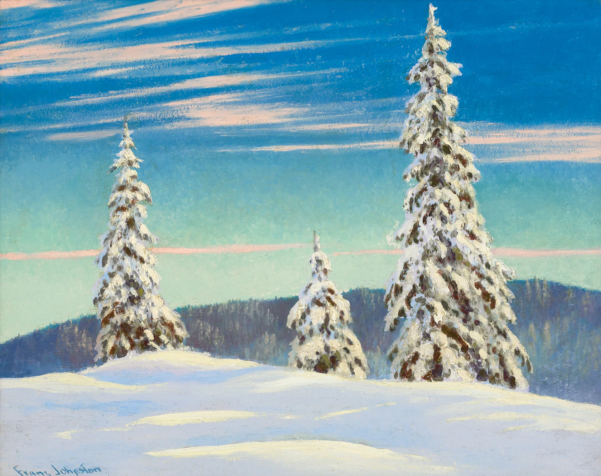 Frank Hans Johnston, Winter Uplands, oil on board