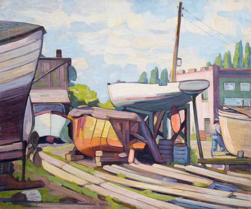 Peter Clapham Sheppard, Muskoka Boathouse, oil on canvas