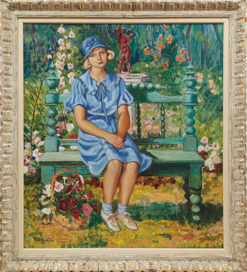 Randolph Stanley Hewton, Girl in the Garden, oil on canvas - view 2