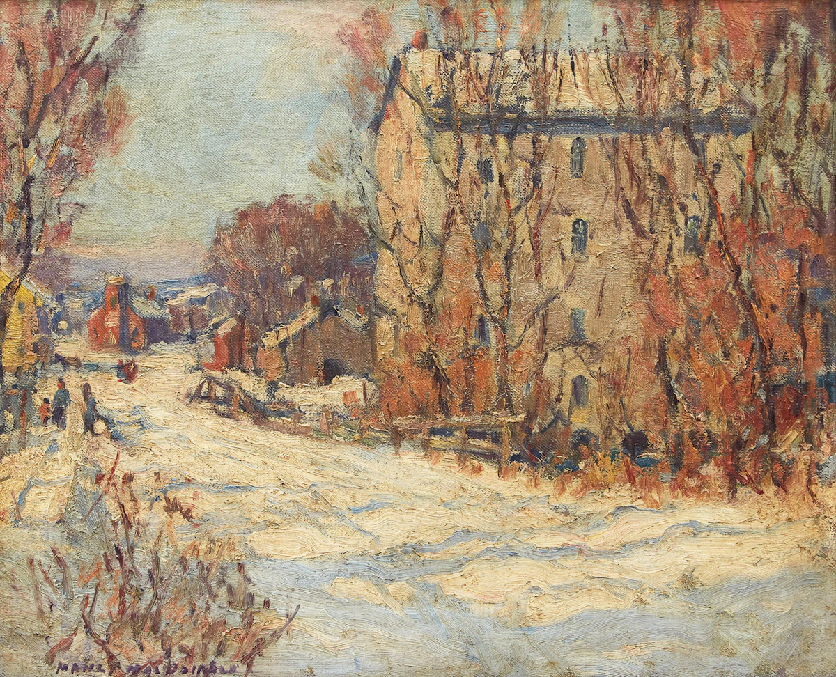 Manly Edward MacDonald, Shannonville Mill & Driveway in Winter, oil on canvas