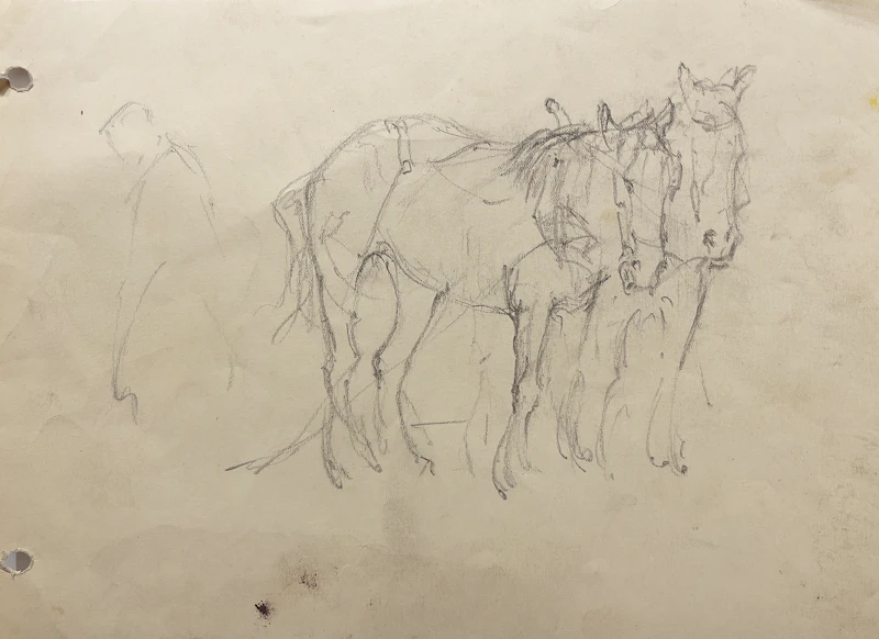 Manly Edward MacDonald, Rest Break, Bay Clydesdales, oil on canvas - view 4