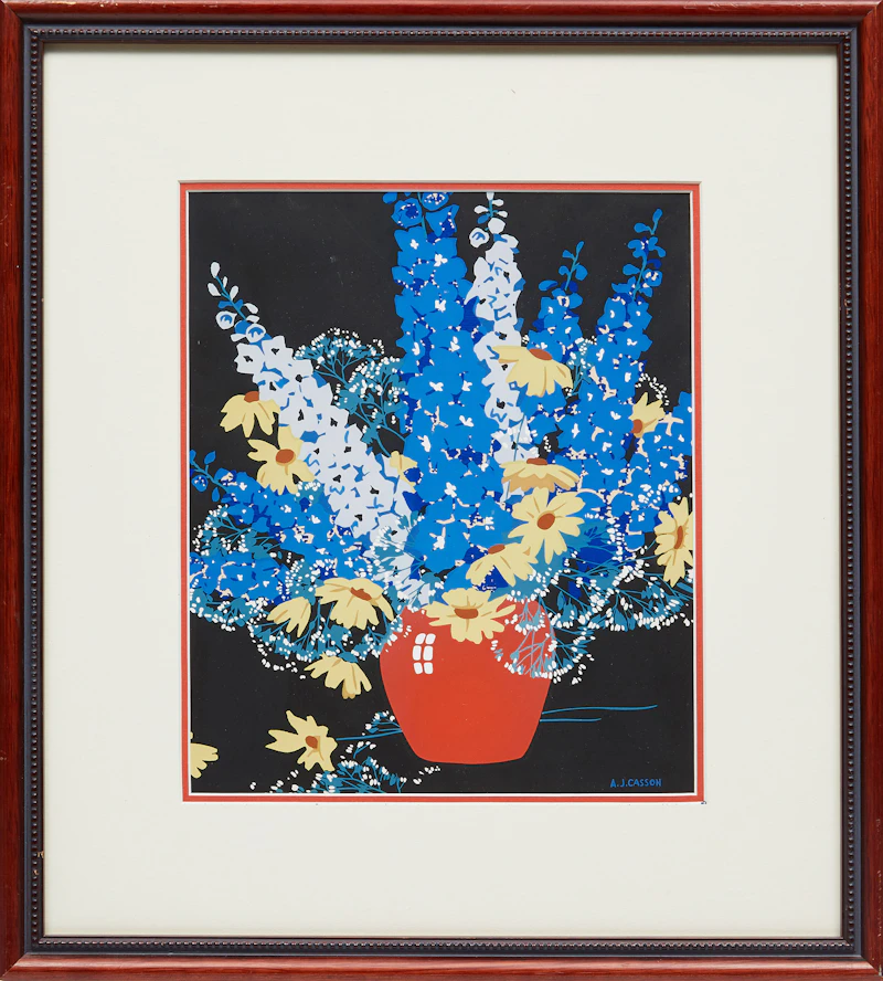 Alfred Joseph Casson, Delphiniums and Daisies, colour silkscreen - view 2