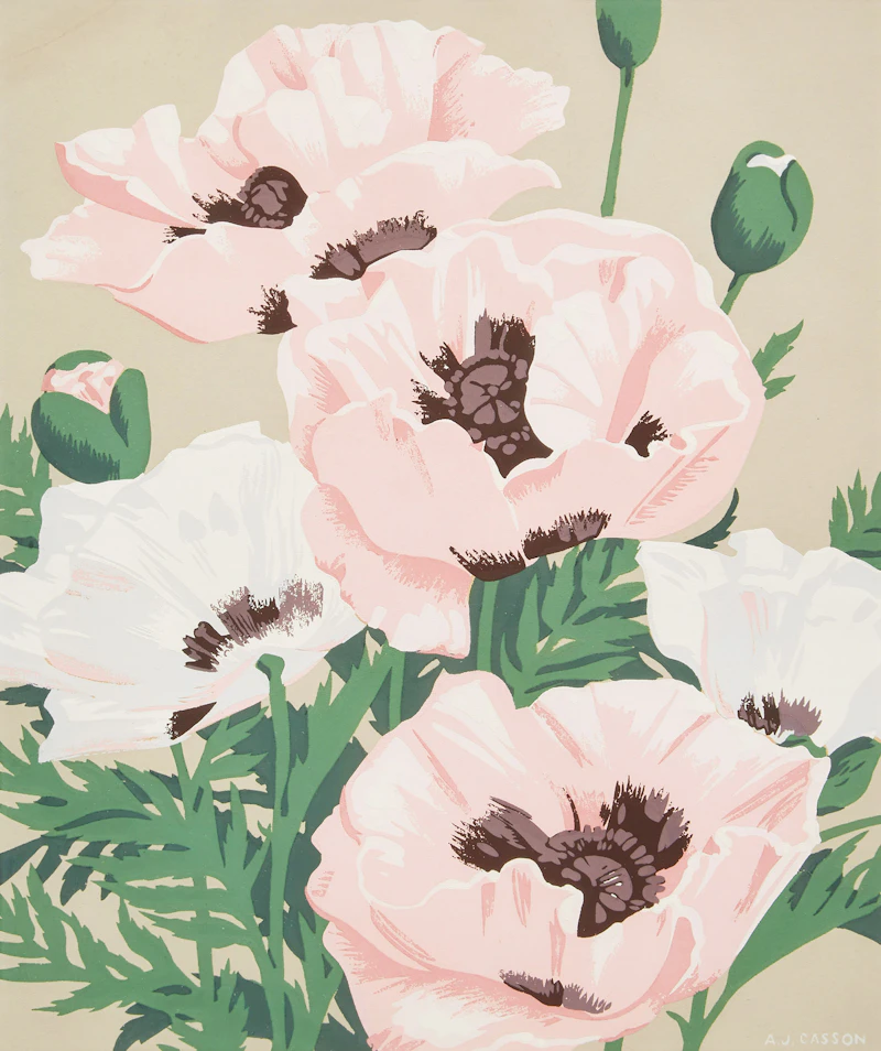 Alfred Joseph Casson, Pink Poppies, colour silkscreen