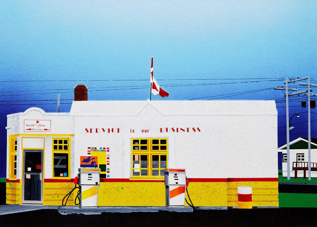 David Thauberger, A Service Business, acrylic on masonite, 1997
