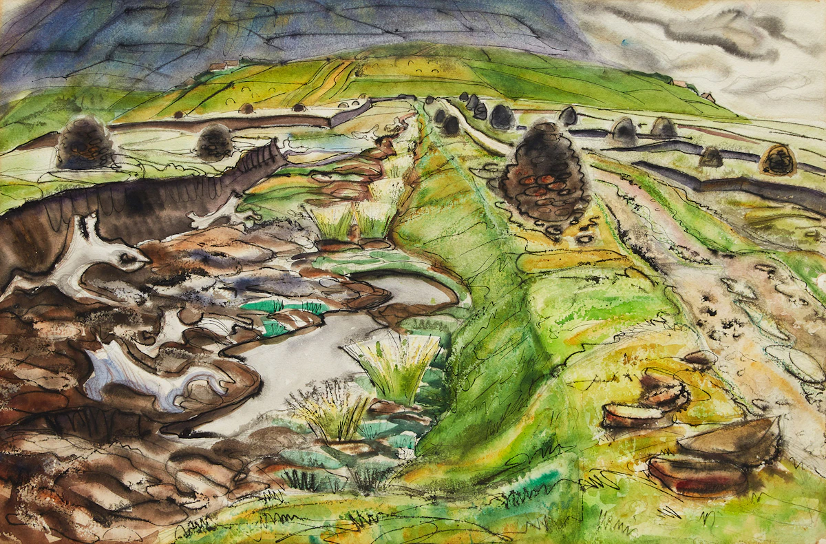 Doris Jean McCarthy, Peat Bogs, Ireland, County Mayo, watercolour