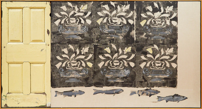 Gerald Ferguson, Yellow Door with Tulips and Fish, mixed media, 1992 - view 2