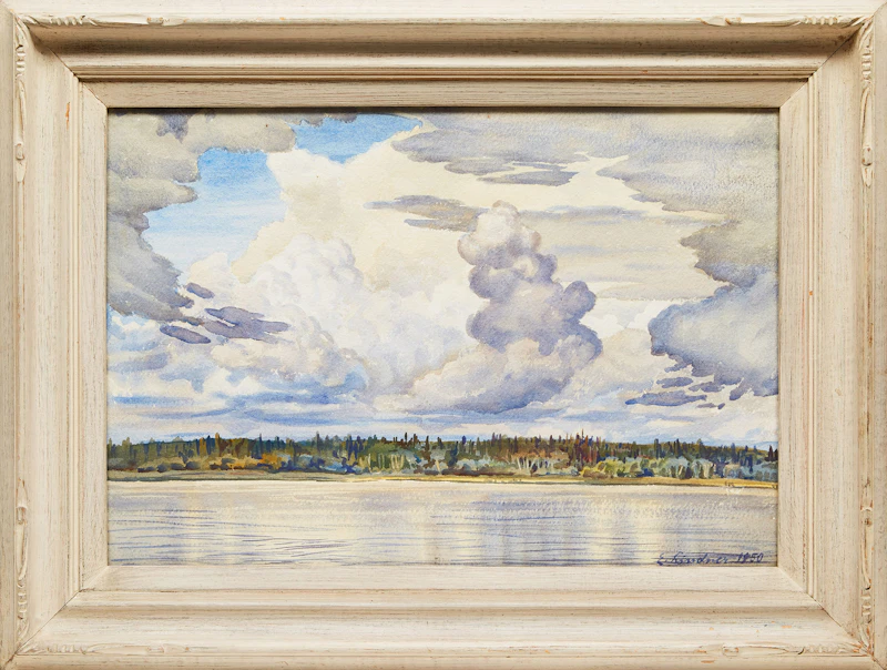 Ernest Lindner, Lake and Clouds, watercolour, 1950 - view 2