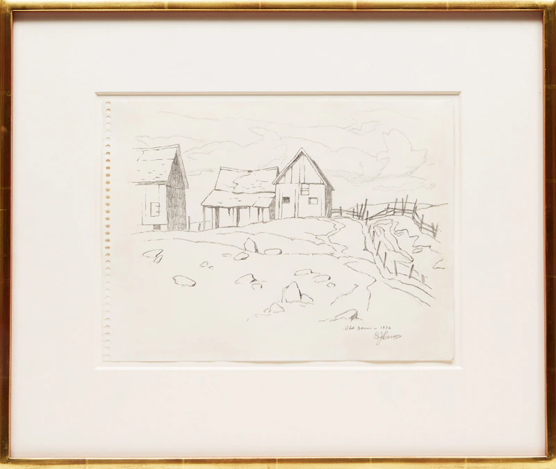Alfred Joseph Casson, Old Barns, graphite on paper, 1976 - view 2