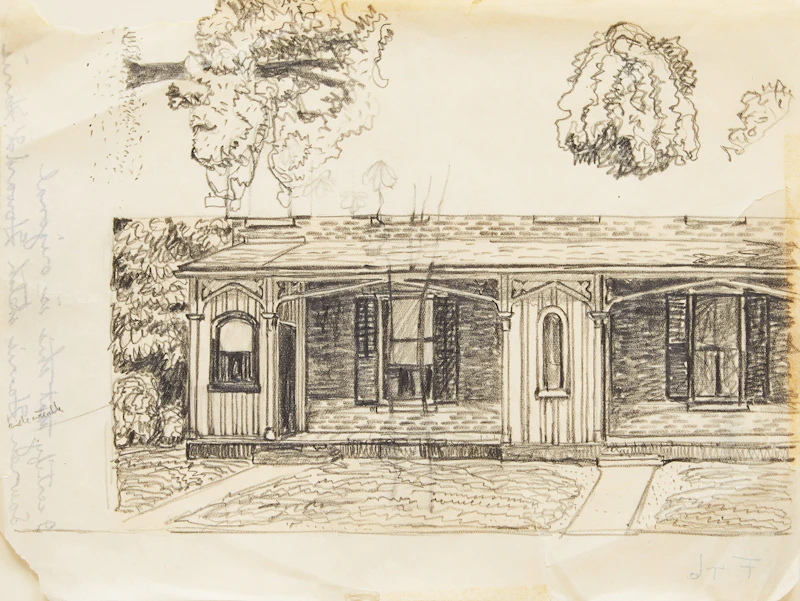 Lawren Stewart Harris, Study of a Verandah, graphite on paper