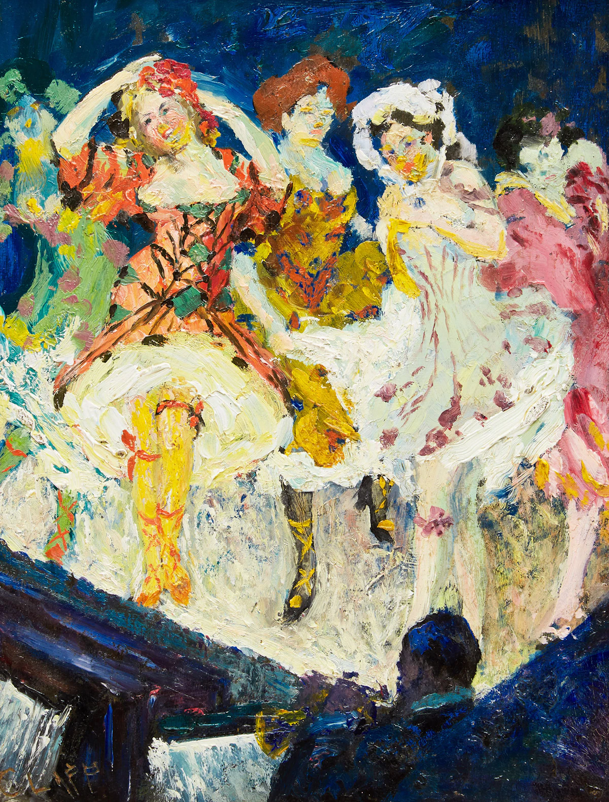William Henry Clapp, Cancan Dancers, Paris, double-sided oil on panel