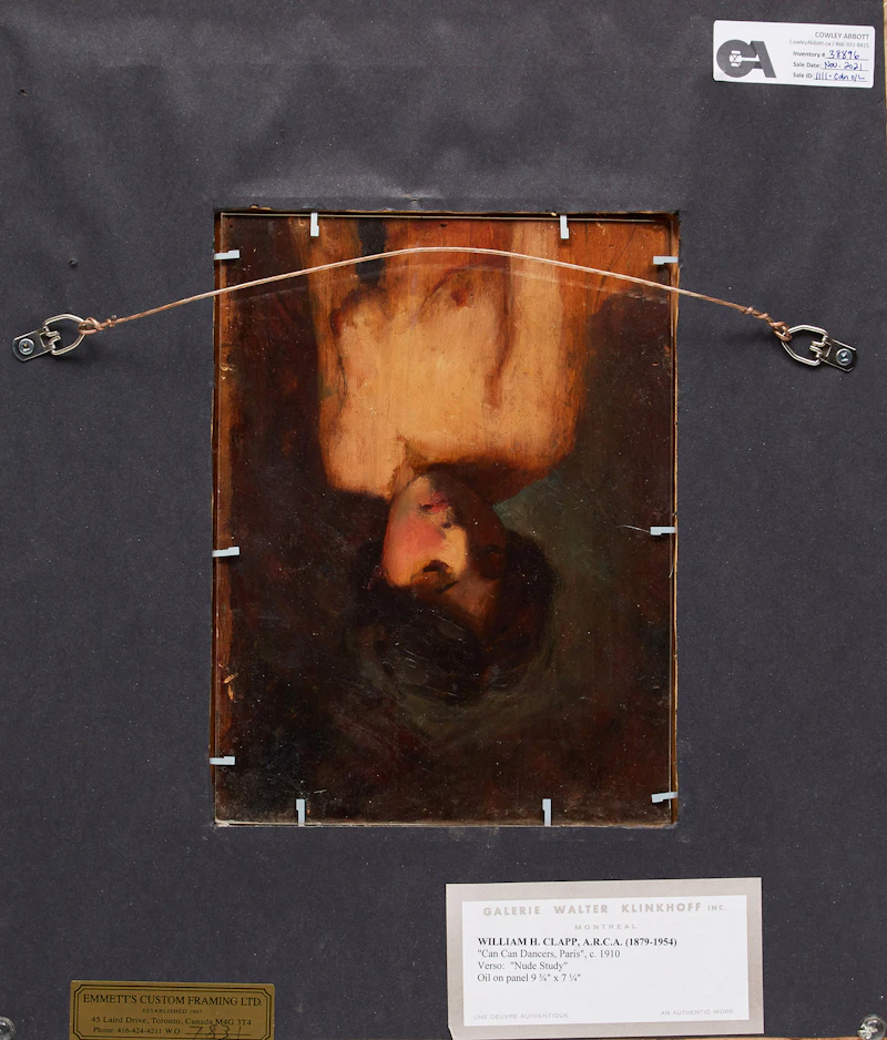 William Henry Clapp, Cancan Dancers, Paris, double-sided oil on panel - view 3