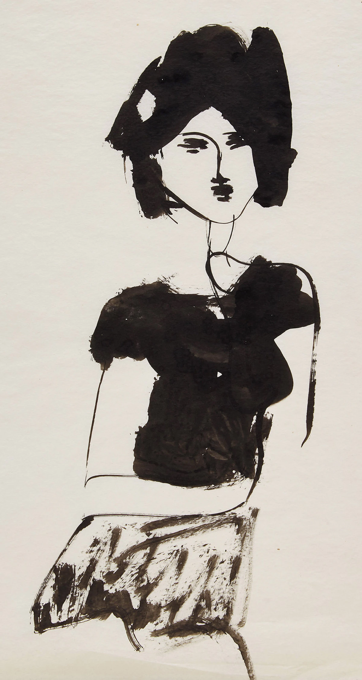 Michael James Aleck Snow, Portrait of a Woman, ink on rice paper, 1958
