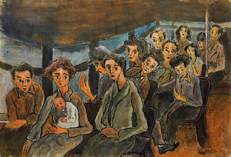 Gershon Iskowitz, To Market (Toronto), watercolour
