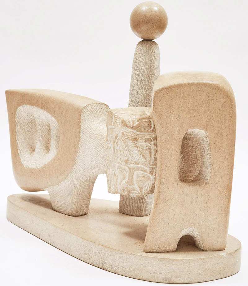 Roger Cavalli, Passé present avenir, stone sculpture - view 2