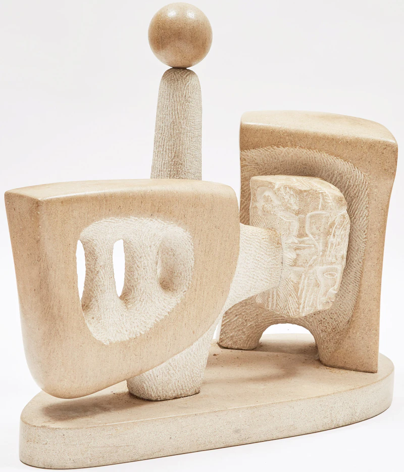 Roger Cavalli, Passé present avenir, stone sculpture - view 3