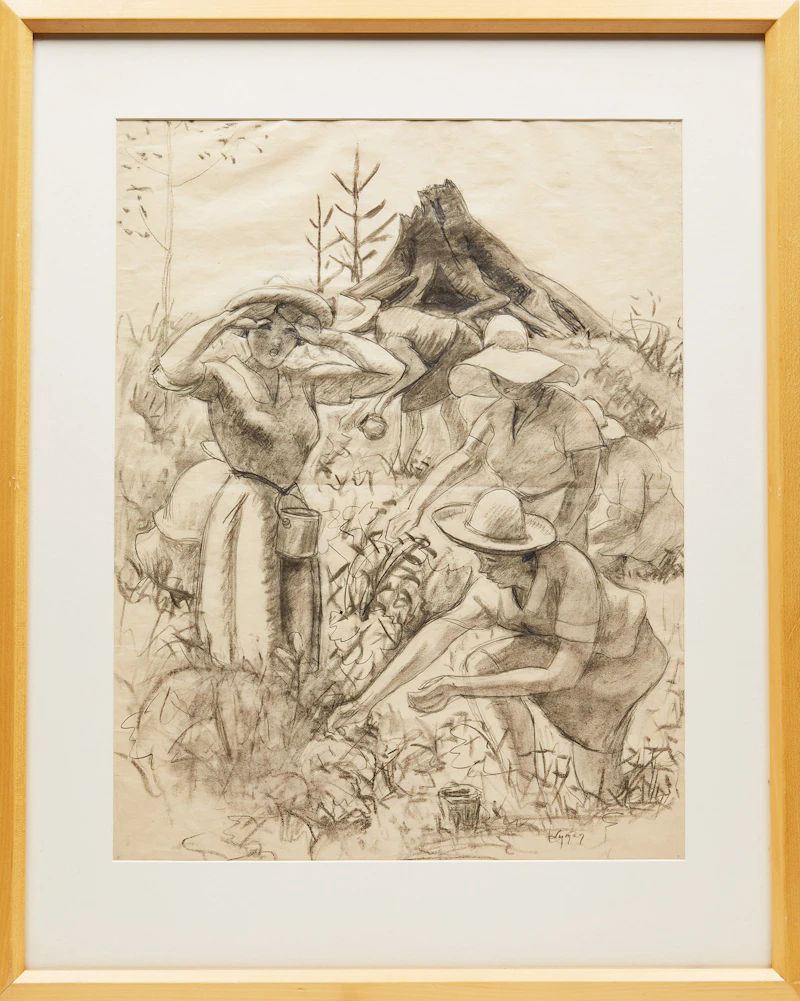 John Goodwin Lyman, The Berry Pickers, charcoal on paper - view 2