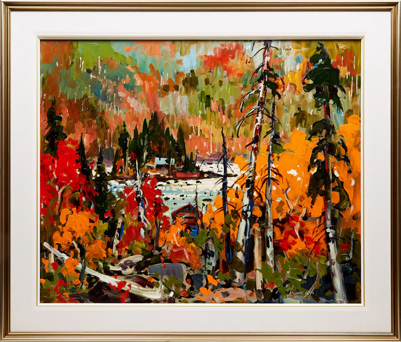 Bruno Côté, Le camp de l’île, oil on board - view 2