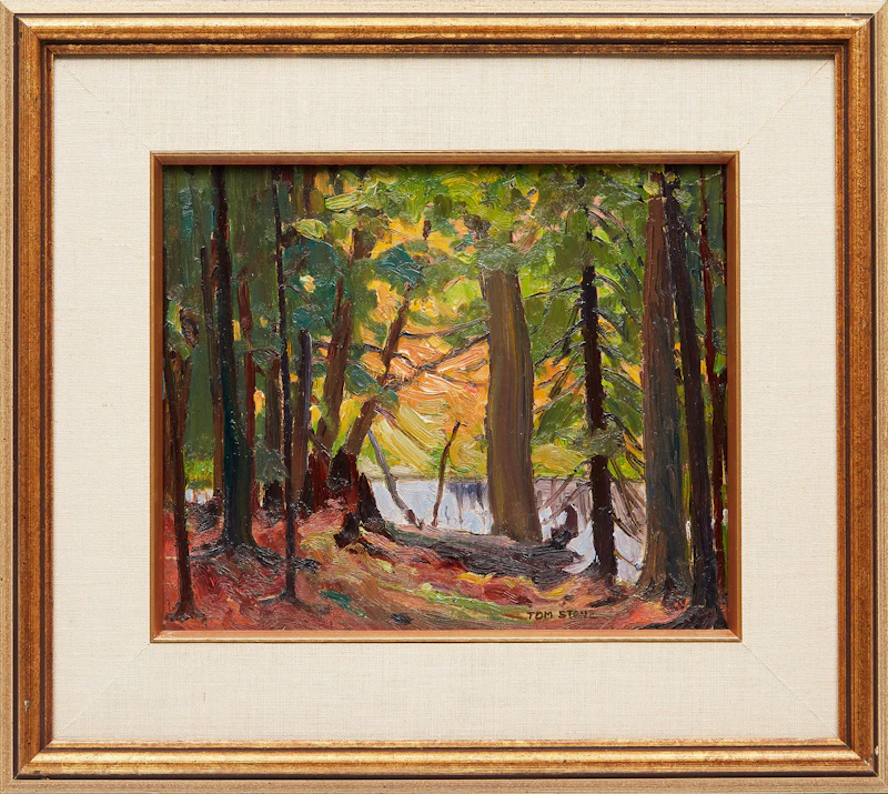 Thomas Albert Stone, Woods and Lake; Study for “Woods and Lake” , oil on board; graphite on paper - view 2