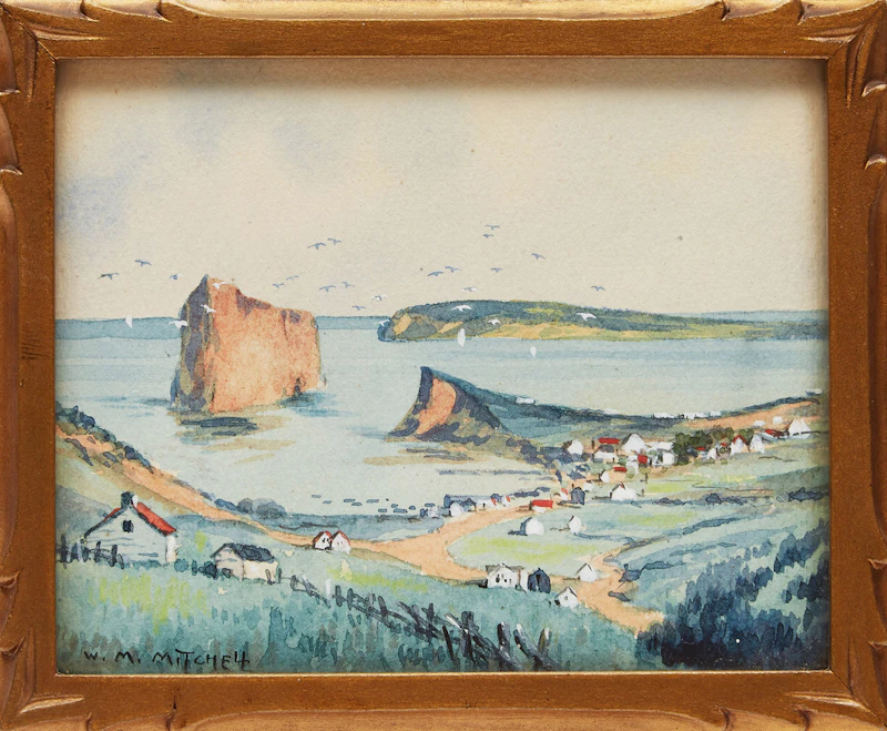 Willard Morse Mitchell, Percé Rock; The Seminary of the Suplicians, Notre Dame Street, Montreal, two watercolours - view 2