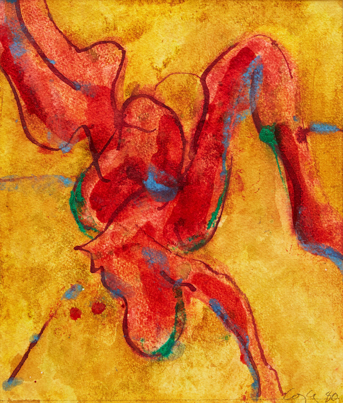 John Graham Coughtry, Untitled Figural Study (Sonada Variations), mixed media on paper, 1980