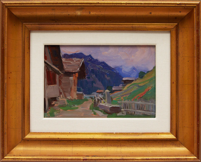 Clarence Alphonse Gagnon, Dans les Alpes, oil on panel, circa 1928 - view 2