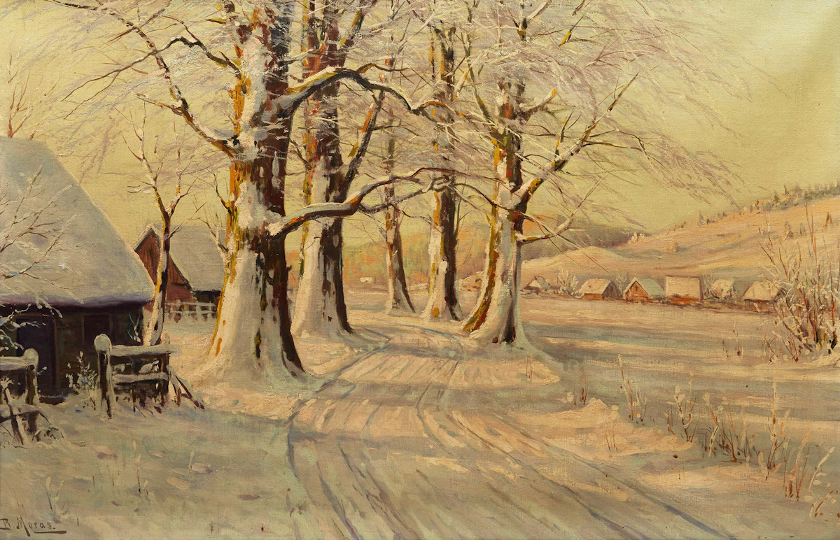 Bruno Moras, Winter Landscape, oil on canvas