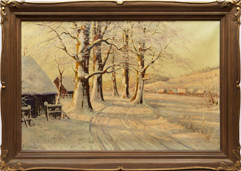 Bruno Moras, Winter Landscape, oil on canvas - view 2