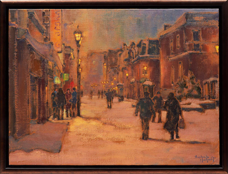Raphael Montpetit, Rue enneigée nuit d’hiver, oil on canvas, 2006 - view 2