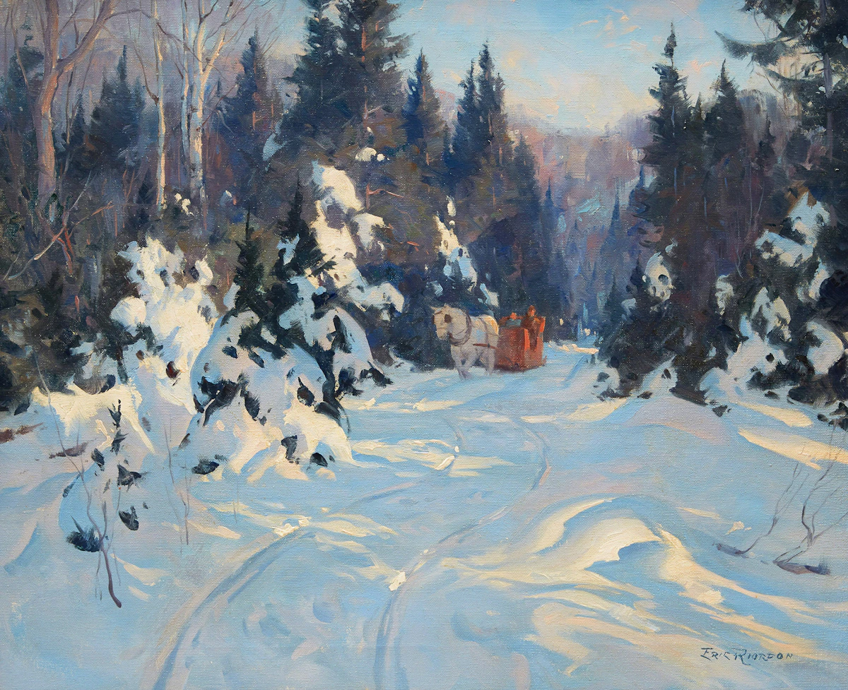Eric Riordon, Winter Road, Piedmont Country, P. Que, oil on canvas