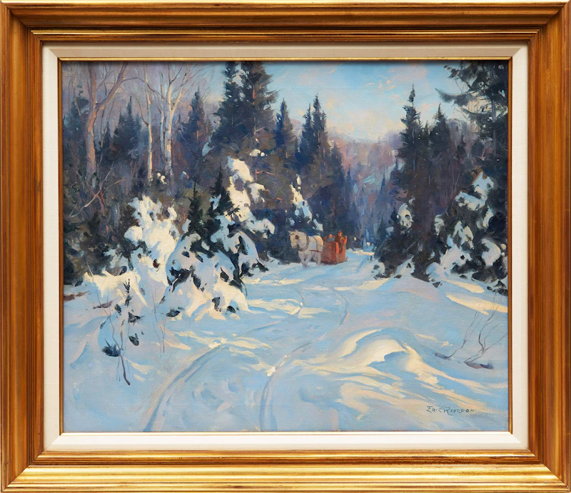 Eric Riordon, Winter Road, Piedmont Country, P. Que, oil on canvas - view 2